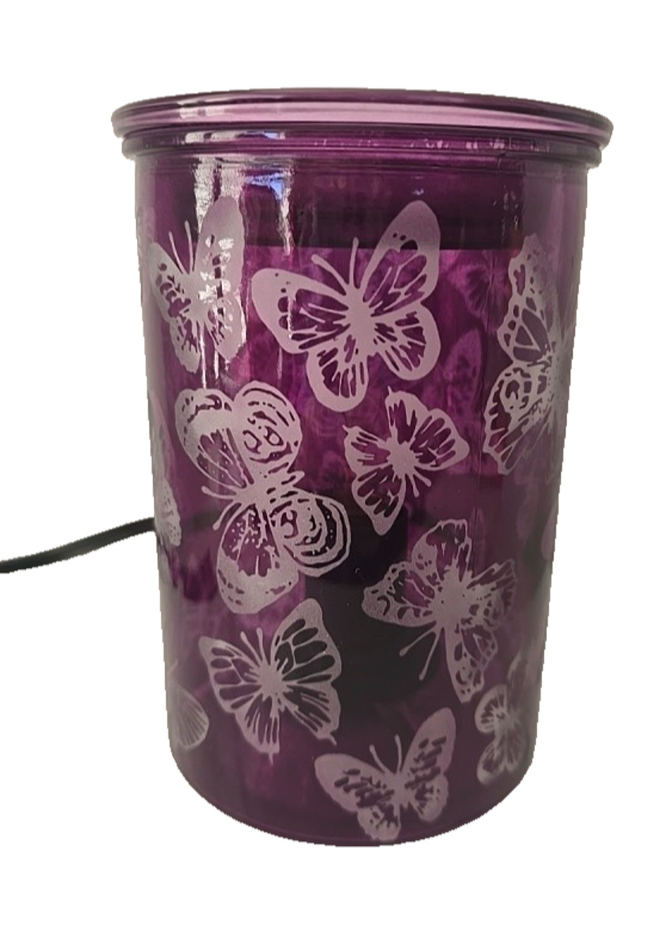 Scentsy Warmer Wings Butterfly Hand Painted Royal Purple White Butterflies